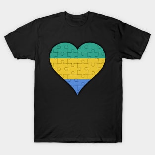 Gabonese Jigsaw Puzzle Heart Design - Gift for Gabonese With Gabon Roots T-Shirt